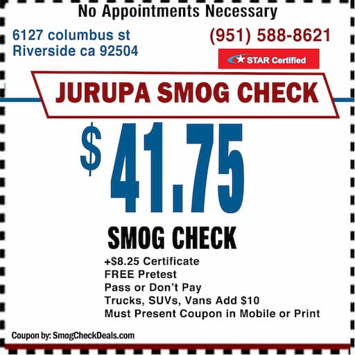 Jurupa Test Only smog check coupon